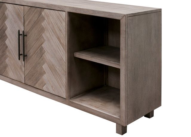 80" Two Door Tv Console, Entertainment Stand, Wood Accent Cabinet, Gray ... with regard to Functional Versatility of Fully Assembled Wood Entertainment Centers