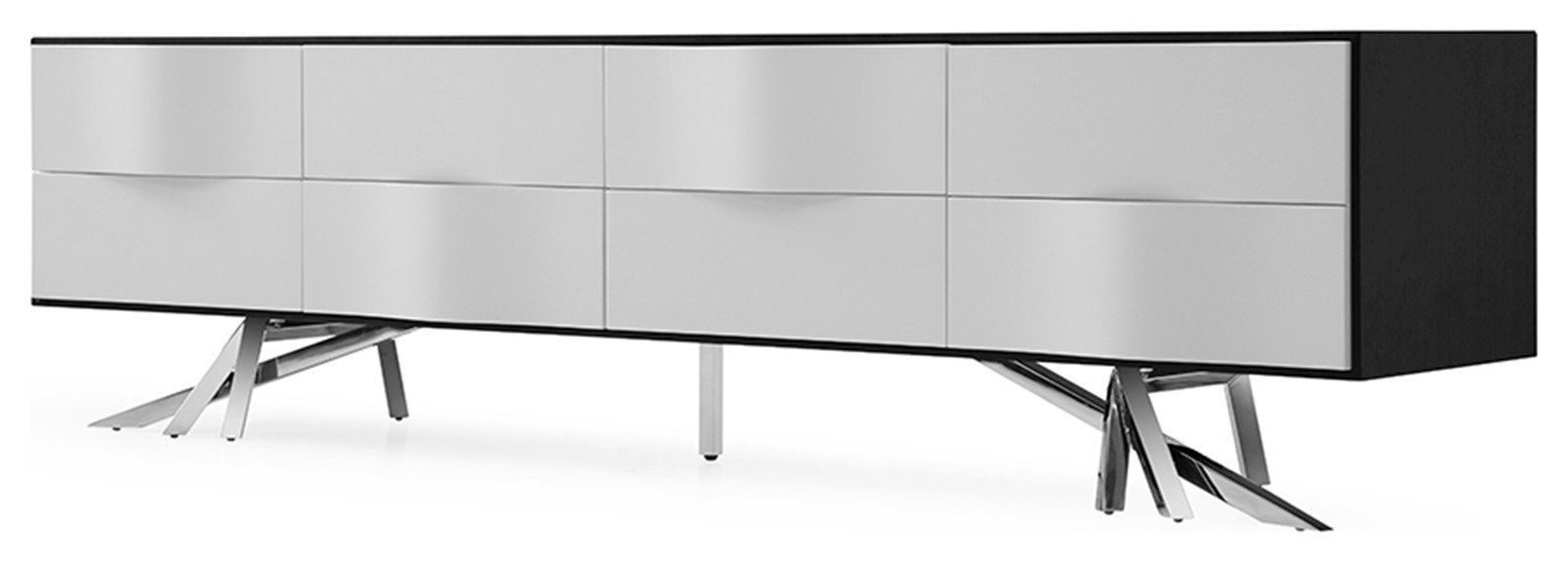 86.6&amp;quot; Modern Vinson Tv Stand Smooth Black Oak Glossy And White Lacquer ... with Beyond Aesthetics The Functional Benefits of Contemporary Media Furniture