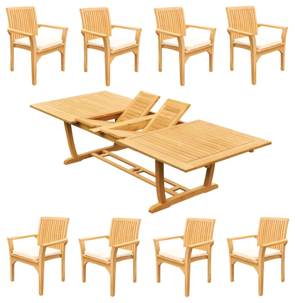 9-Piece Outdoor Teak Dining Set: 117" Masc Rectangle Table, 8 Lua ... for Understanding the craftsmanship behind premium outdoor dining sets