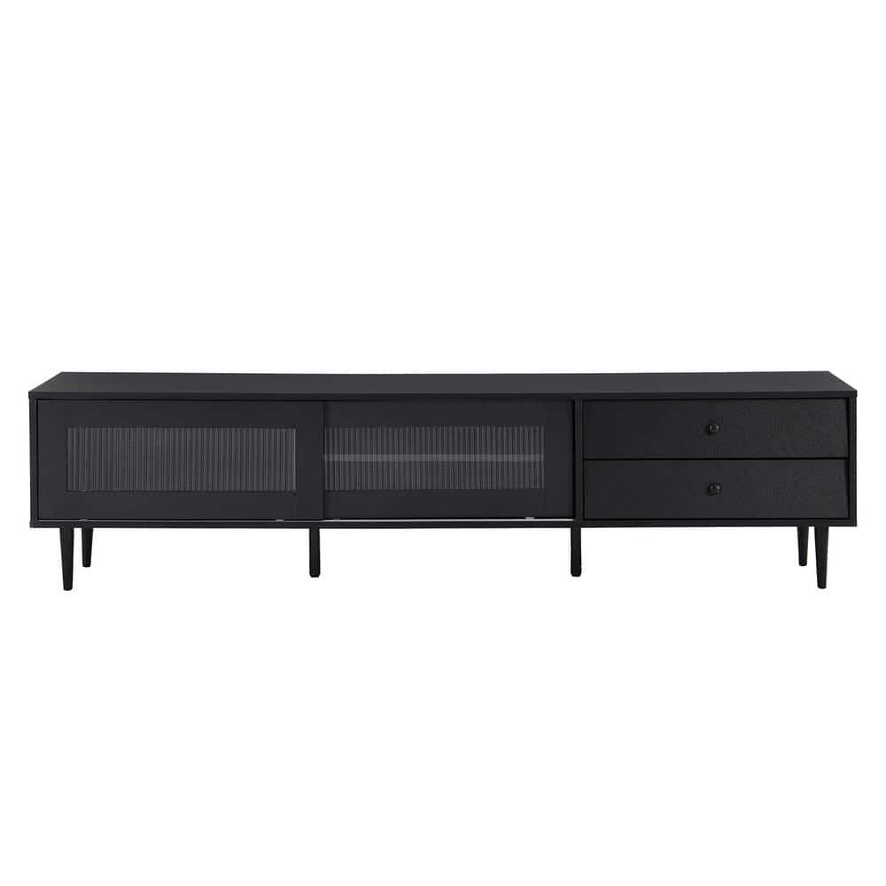 Afoxsos Black Particle Board Tv Stand Entertainment Center Fits Tv's Up ... intended for Understanding the durability and design of Modway Cambria Rattan TV stands