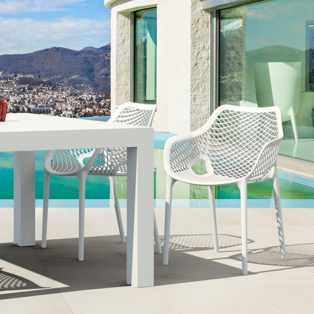 Air Xl Extension Dining Set 5 Piece White Isp0072S-Whi By Siesta in Air Xl 5-Piece Extension Dining Set, White