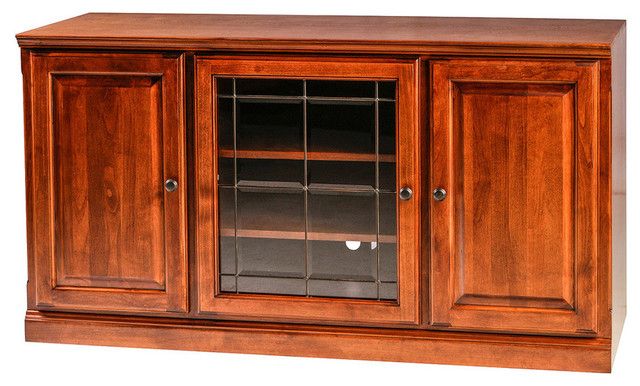 Alder Tv Stand With Media Storage And Wood Lattice Doors, 67W ... with Traditional Tv Stand, 2 Tempered Glass Doors &amp;amp; 2 Wooden Doors, Oak