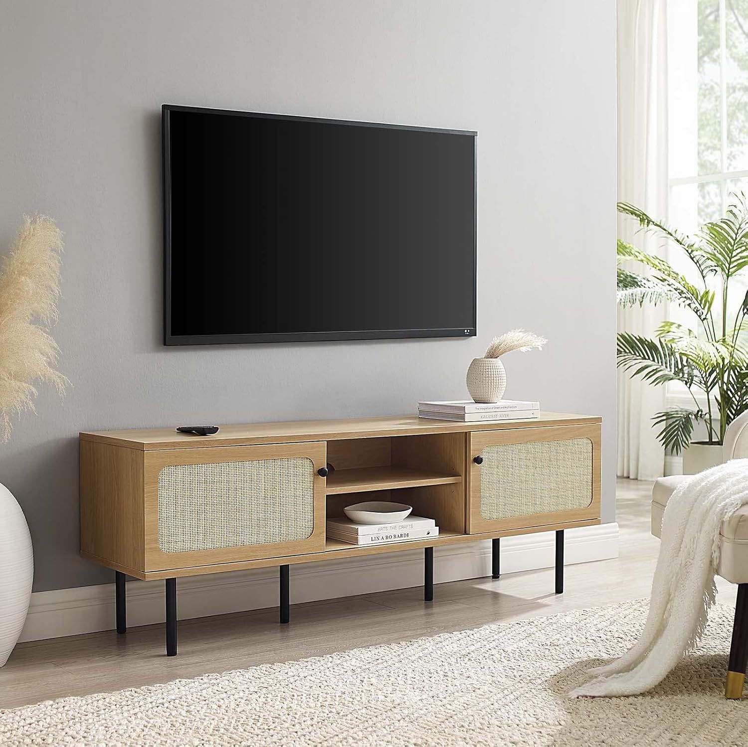 Amazon.com: Modway Cambria Rattan Tv Stand, 60 Inch, Oak : Home & Kitchen in Understanding the durability and design of Modway Cambria Rattan TV stands