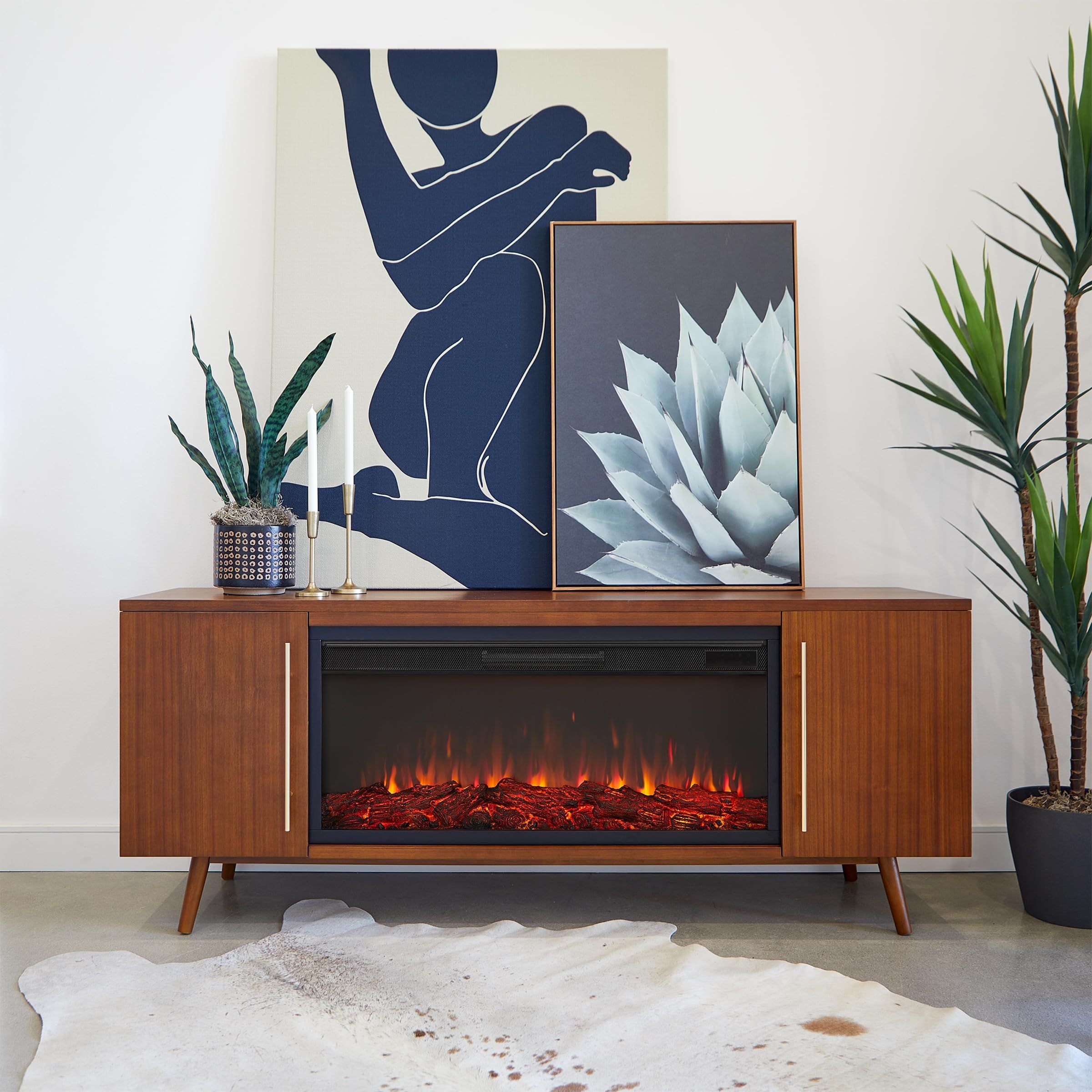 Amazon.com: Morris 72" Landscape Electric Fireplace Tv Stand In Vintage ... pertaining to How Electric Fireplaces Transform Living Spaces Without Traditional Flames