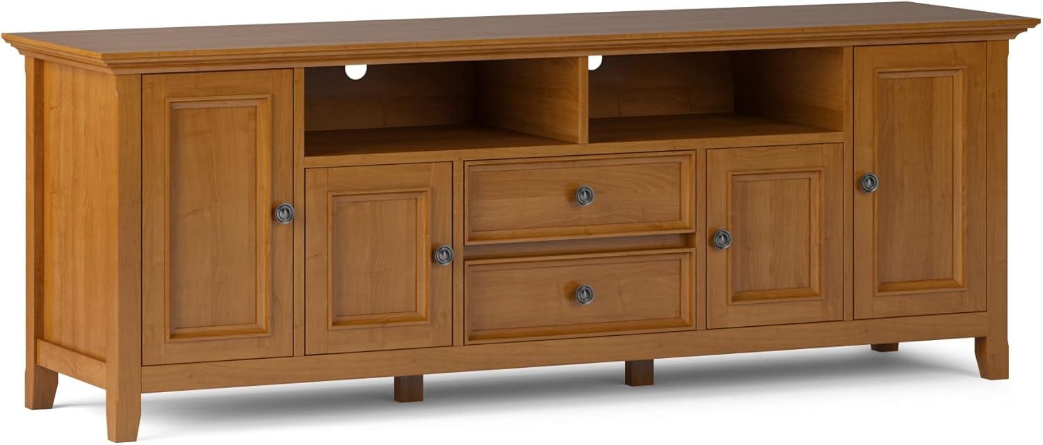 Amazon.com: Simplihome Amherst Solid Wood 72 Inch Wide Transitional Tv ... intended for Amherst 54 Inch Wide Solid Wood Transitional Tv Stand In Antique White