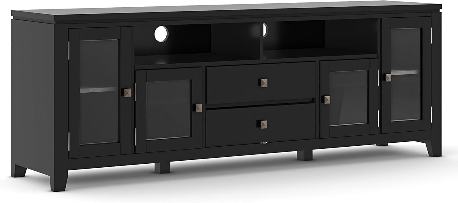 Amazon.com: Simplihome Cosmopolitan Solid Wood 72 Inch Wide ... in Cosmopolitan Solid Wood 72 Inch Wide Tv Media Stand For Tvs Up To 80 Inches, Black
