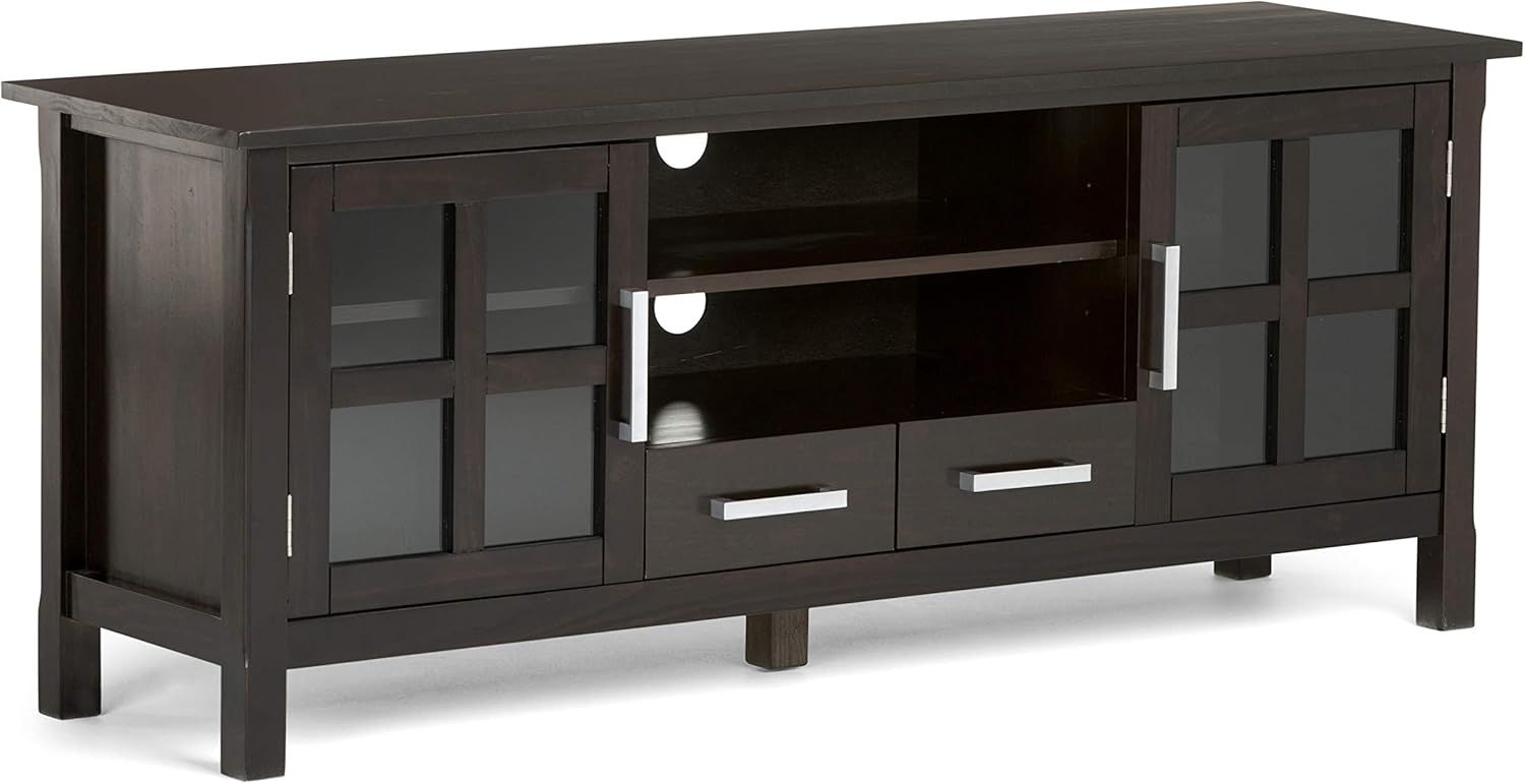 Amazon.com: Simplihome Kitchener Solid Wood 60 Inch Wide Contemporary ... with Wood 60 Inch Wide Tv Media Stand &amp; In Hickory Brown For Tvs Up To 65 Inches