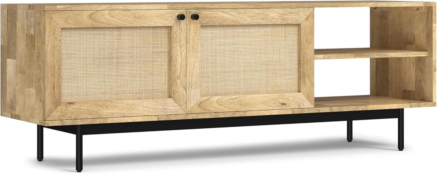 Amazon.com: Simplihome Reeves Solid Mango Wood 60 Inch Wide Tv Media ... regarding Wood 60 Inch Wide Tv Media Stand & In Hickory Brown For Tvs Up To 65 Inches