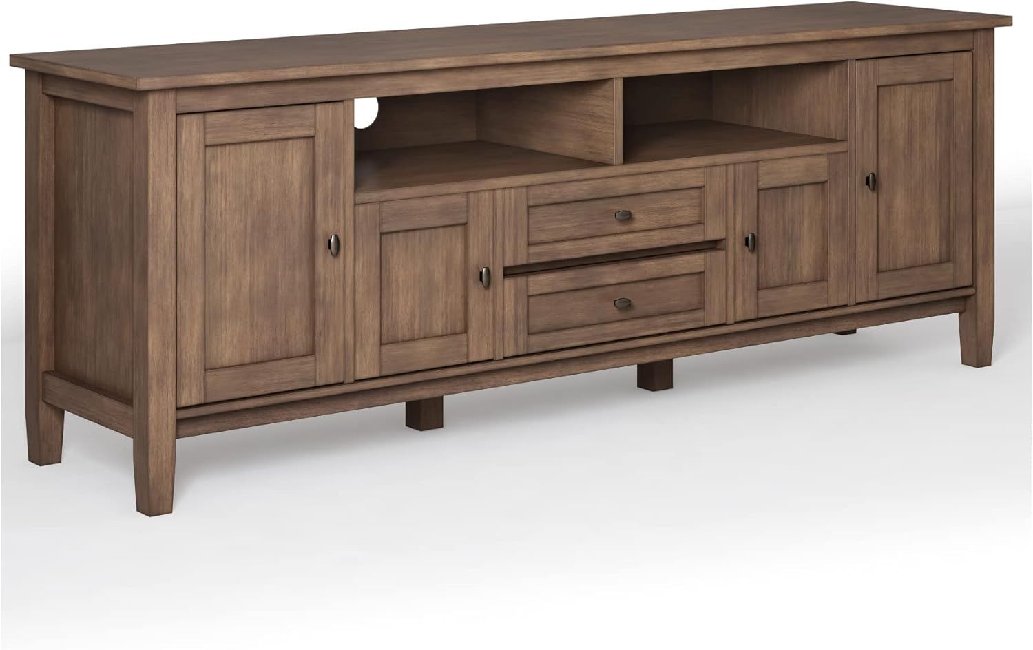Amazon.com: Simplihome Warm Shaker Solid Wood 72 Inch Wide Transitional ... intended for Understanding the Role of Wooden Media Stands in Modern Living Spaces