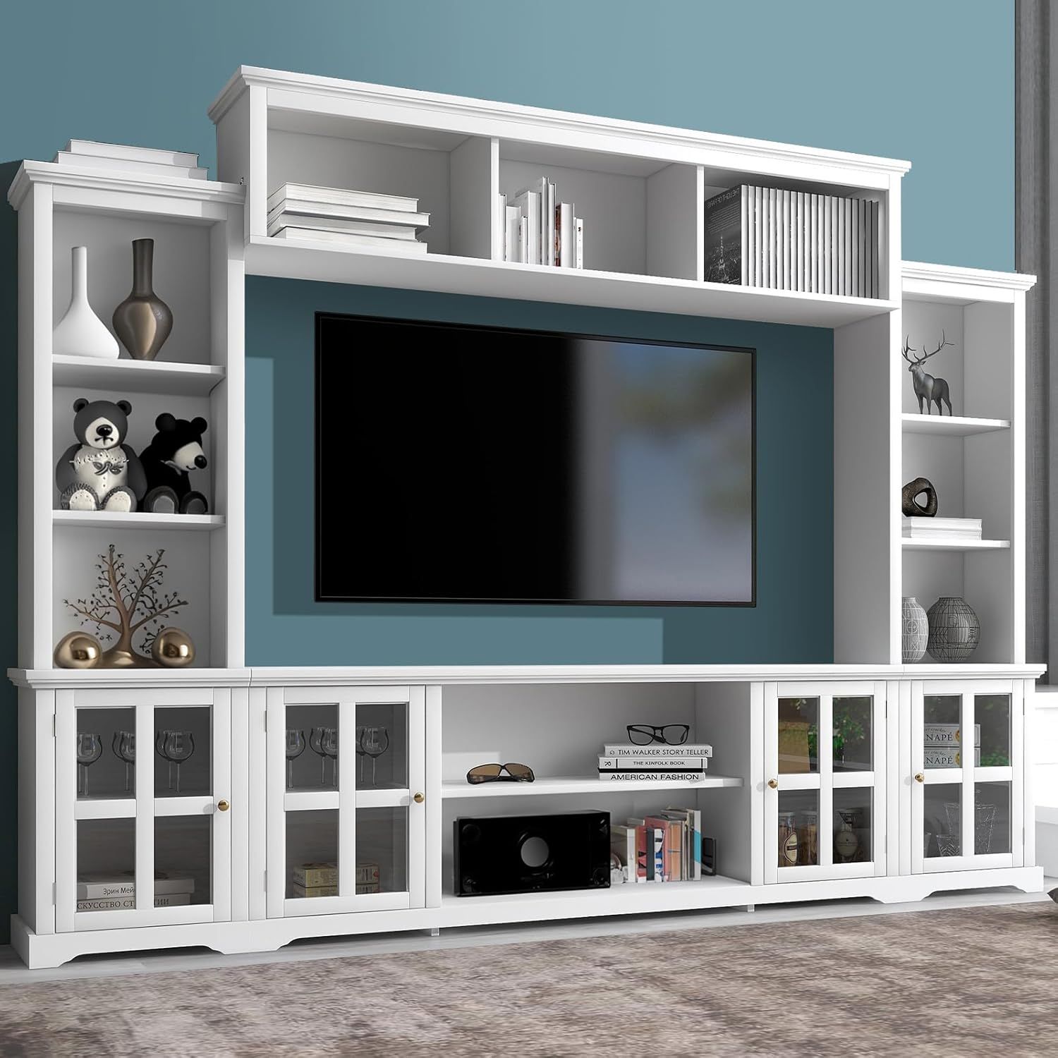 Amazon.com: Tatub Large Entertainment Center With Bookshelves And Tv ... throughout Maximizing Storage Efficiency in DEPOT E-SHOP Entertainment Centers