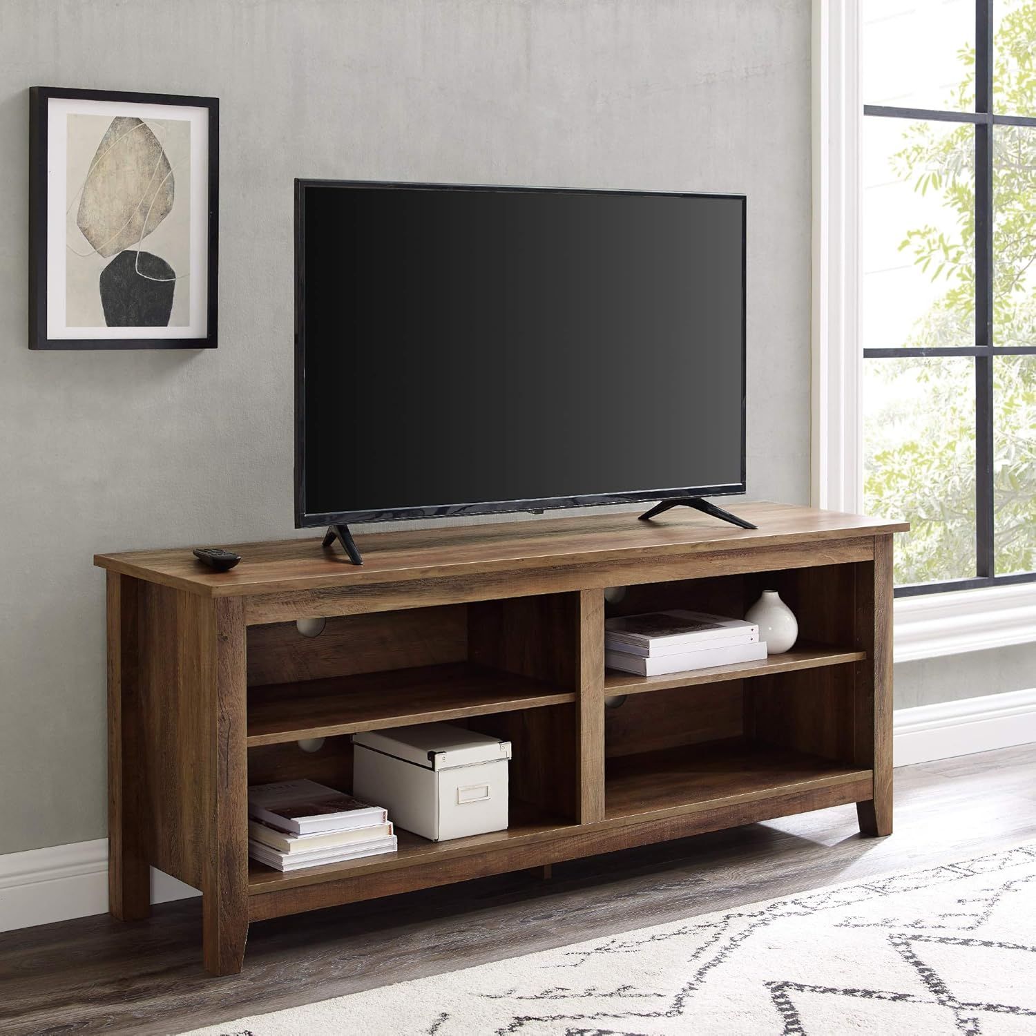 Amazon.com: Walker Edison Wren Classic 4 Cubby Tv Stand For Tvs Up To ... regarding Classic 4 Cubby Tv Stand For Tvs Up To 65 Inches, 58 Inch, Espresso