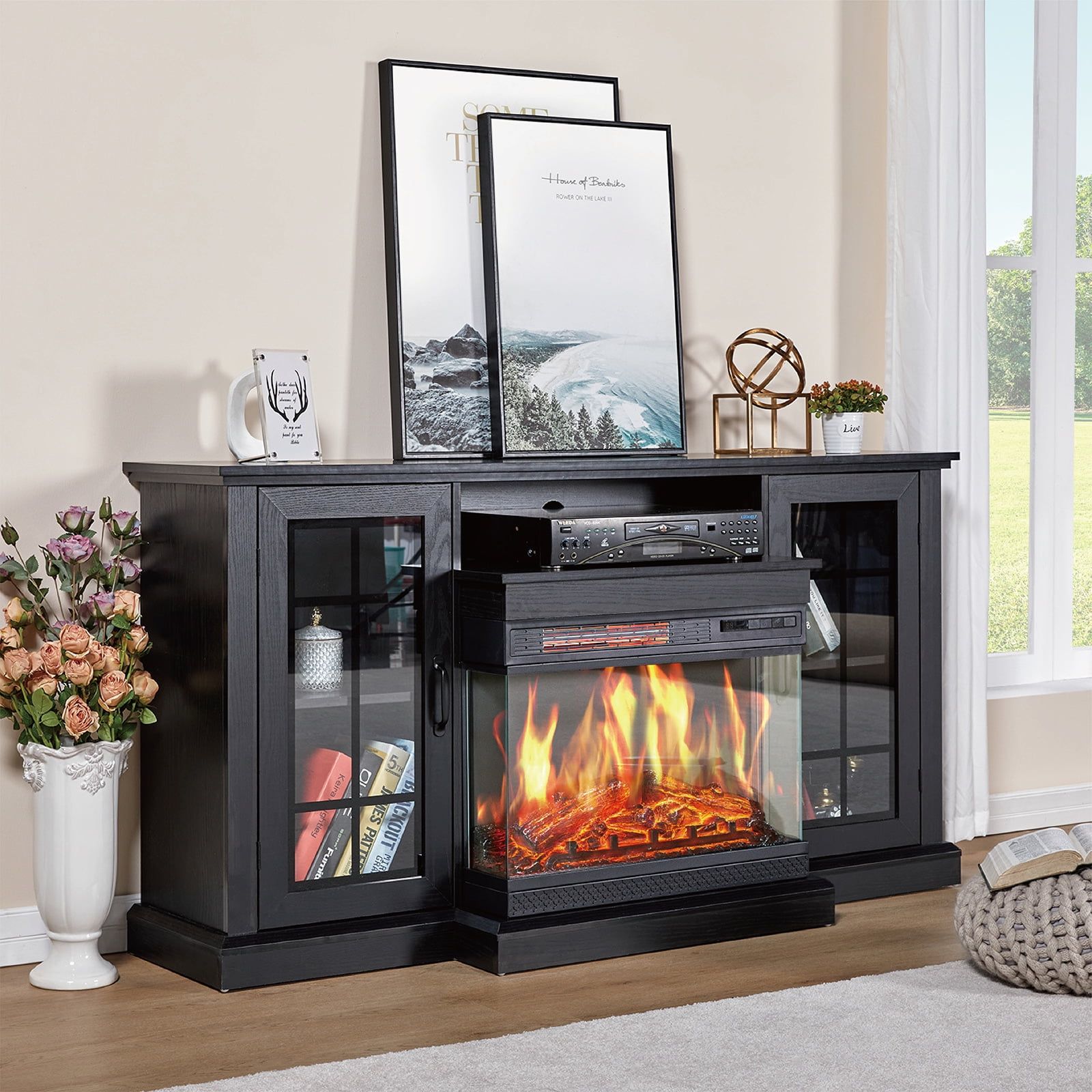Amerlife Tv Stand With Fireplace within The Art of Integrating Technology and Organization in Modern Interiors