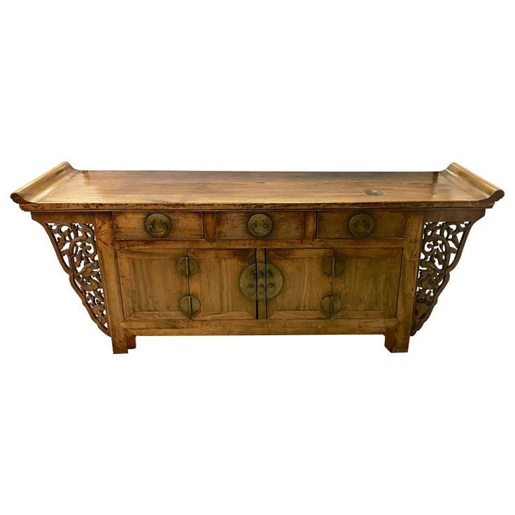 Antique Carved Chinese Altar Table - Storage And Style for Chinese Oriental Brown Stain Low Tv Console Moon Face Table Cabinet Hcs7572