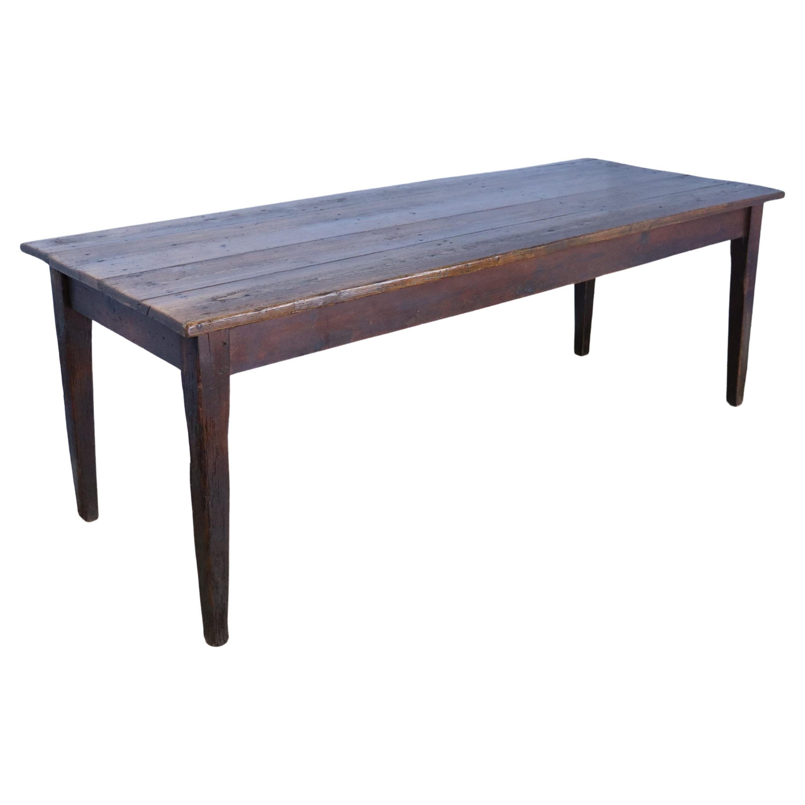 Antique Rustic Turned Leg Extra Wide Plank Top Pine Farm Table For Sale ... for Creating Warmth with Autumn Gold Accents in Home Decor