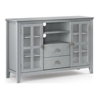 Artisan Solid Wood 53 Inch Wide Contemporary Tv Media Stand In Fog Gray ... for Artisan Solid Wood 53" Wd Contemporary Tv Media Stand In White For Tvs Upto