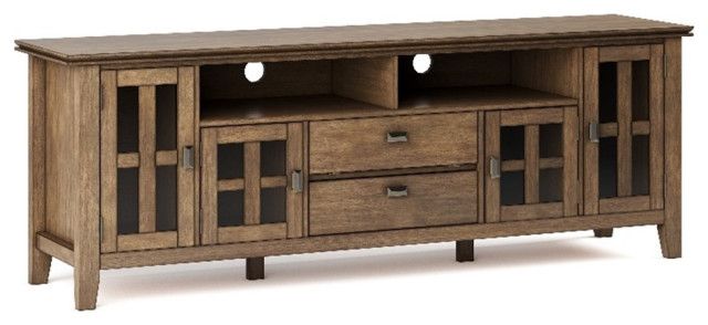 Artisan Solid Wood 72" Wd Contemporary Tv Media Stand In Natural Aged ... with regard to Creating Cohesion with Built-in Media Solutions in Contemporary Homes