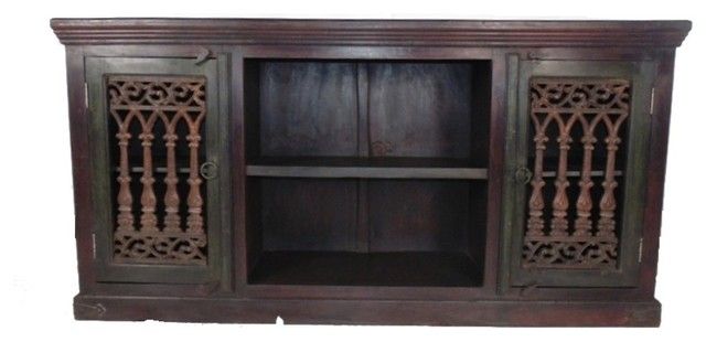 Arvada 2-Door Iron Jali Solid Wood Plasma/Tv Stand In Brown/Multi-Color ... for Arvada 2-Door Iron Jali Solid Wood Plasma/Tv Stand In Brown/Multi-Color