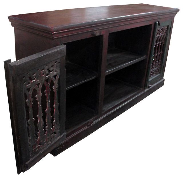Arvada 2-Door Iron Jali Solid Wood Plasma/Tv Stand In Brown/Multi-Color ... for Transforming Your Entertainment Center with Thoughtful Design Choices
