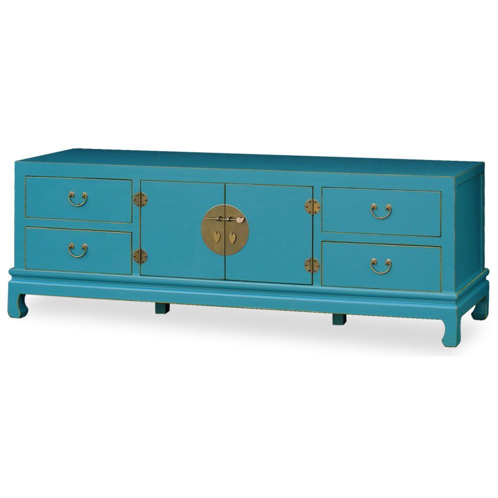 Asian Media Cabinet Tv Stand, Aqua, By China Furniture And Arts | China ... inside Understanding the Cultural Heritage Behind Tibetan Teal Blue Orange Floral Design in Modern Furniture
