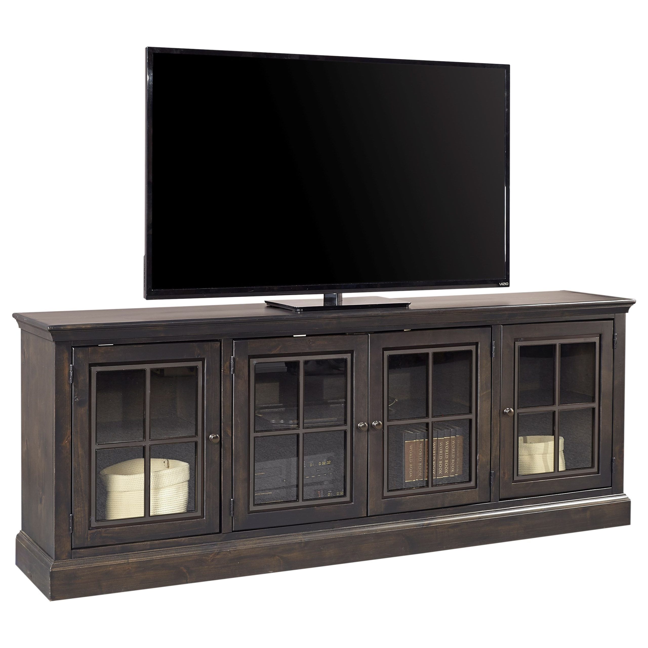 Aspenhome Churchill Dr1260-Ght Casual 84&amp;quot; Tv Console With 4 Doors ... within Eagle Furniture Tall Savannah Raised Panel Door 39&amp;quot; Wide Tv Console, Iron Ore