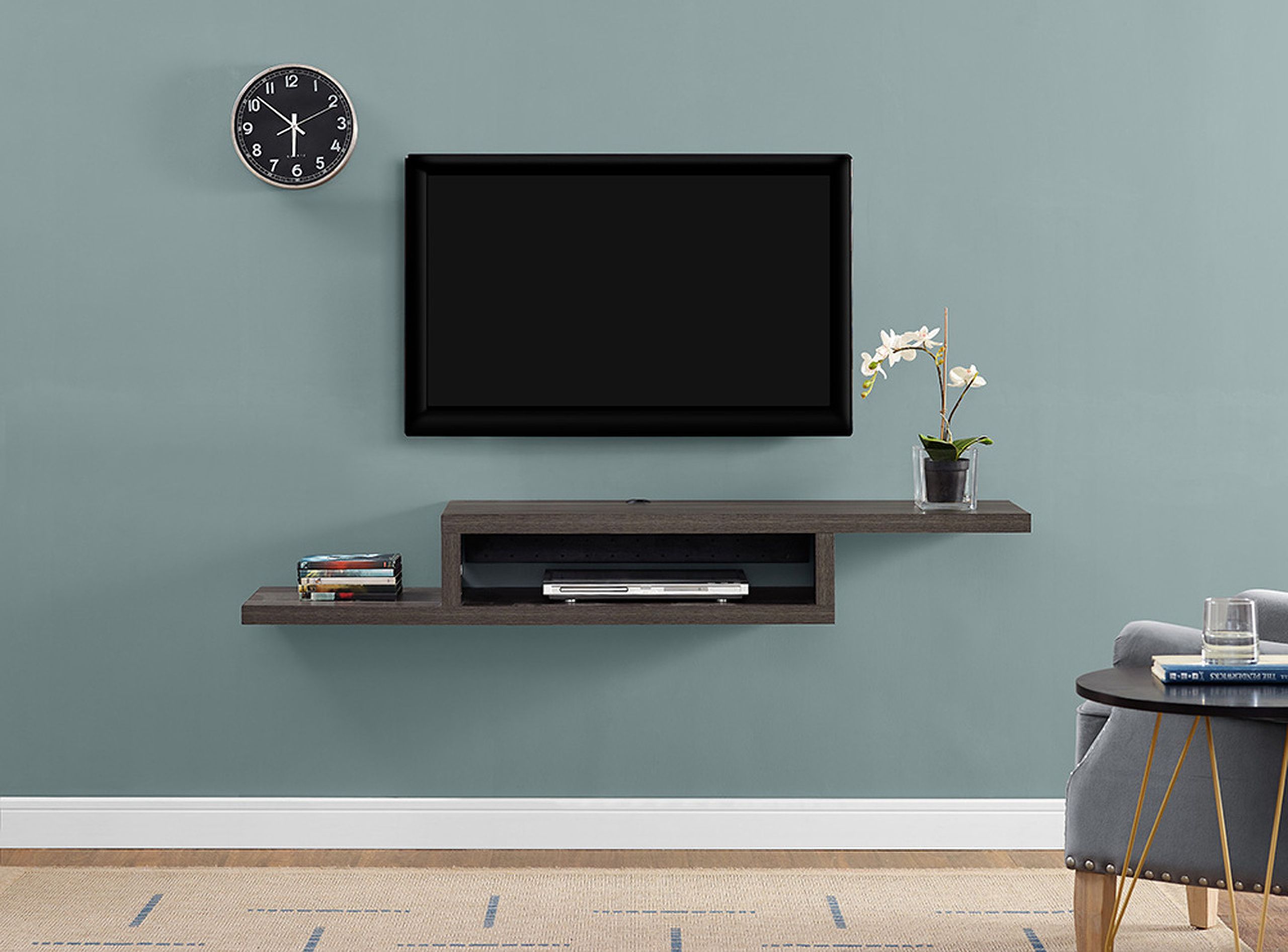 Asymmetrical Wall Mounted 60 Inch Tv Console Entertainment Center In ... inside Asymmetrical Wall Mounted Tv Console Entertainment Center Wall Decor 60-Inch