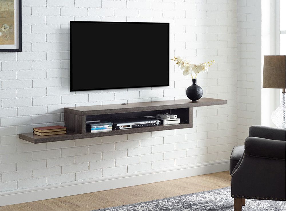 Asymmetrical Wall Mounted Tv Console Wood Entertainment Center 72-Inch ... throughout Modern Living Room Innovation: Asymmetrical Wall Mount TV Console Design Trends