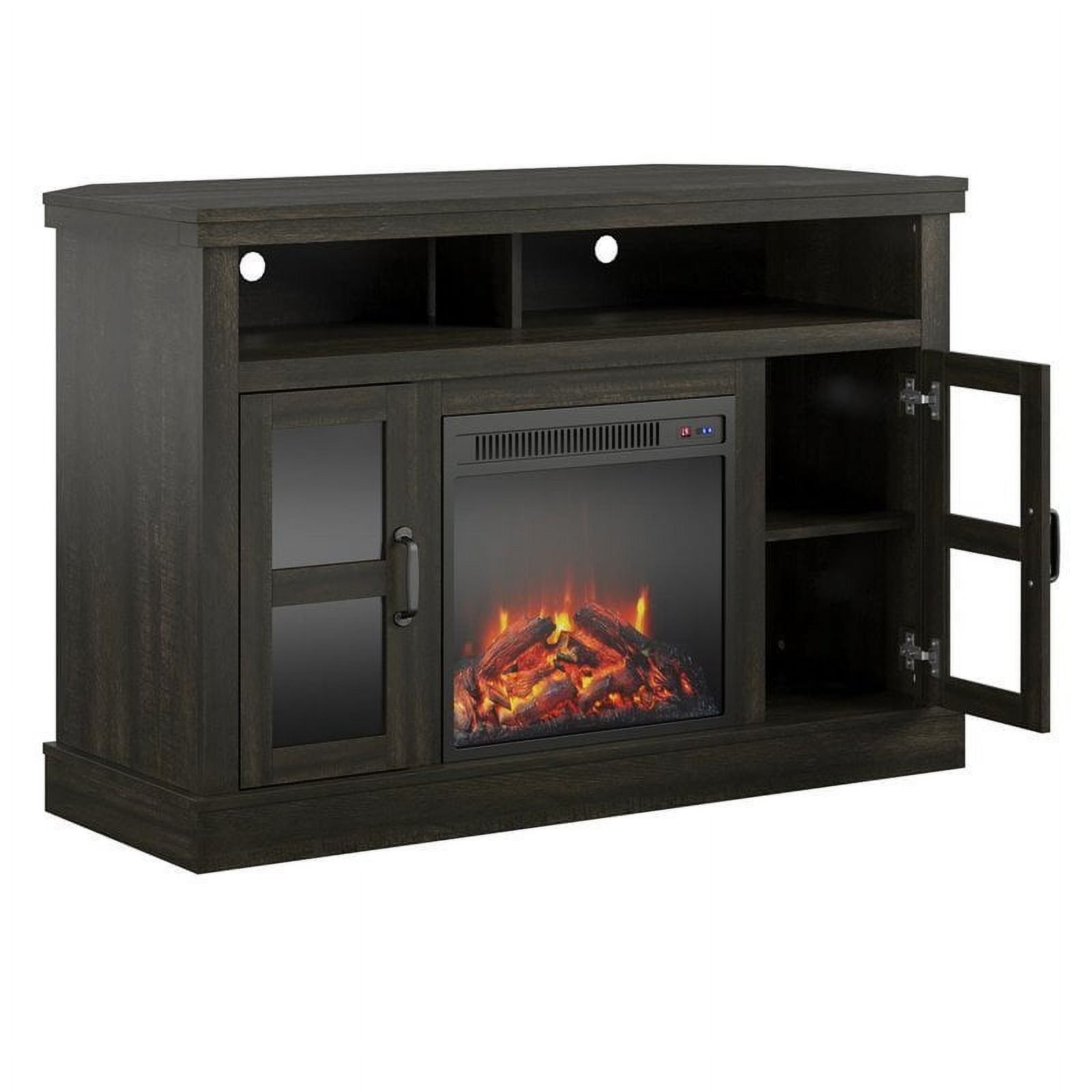 Beaumont Lane Corner Tv Stand Console With Electric Fireplace Heater Up ... with regard to Beaumont Lane Modern Wood Entertainment Console For Tvs Up To 69&amp;quot; In Brown