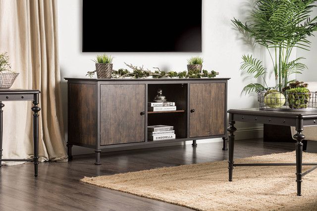 Benzara Bm181319 60&amp;quot; Wooden And Metal Frame Tv Stand With 2 Open ... pertaining to Exploring the Aesthetic Appeal of Neutral Tone Wooden Furniture