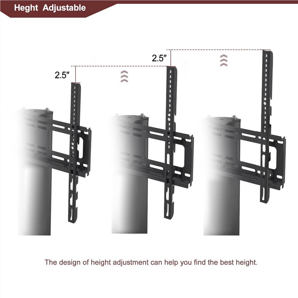 Black Multi-Function Tv Stand Height Adjustable Bracket Swivel pertaining to Black Multi-Function Tv Stand Adjustable Height Bracket Swivel 3-Tier