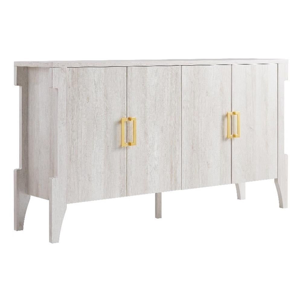 Bowery Hill Farmhouse Wood 6-Shelf Buffet In White Oak Finish - Walmart.com with regard to Bowery Hill 6-Shelf Wood Entertainment Console Table In Caramel Froth