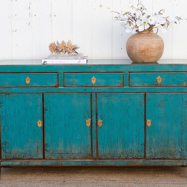 Buffet Sideboard - Etsy intended for Distressed Blue 2 Doors Credenza Sideboard Console Table Cabinet