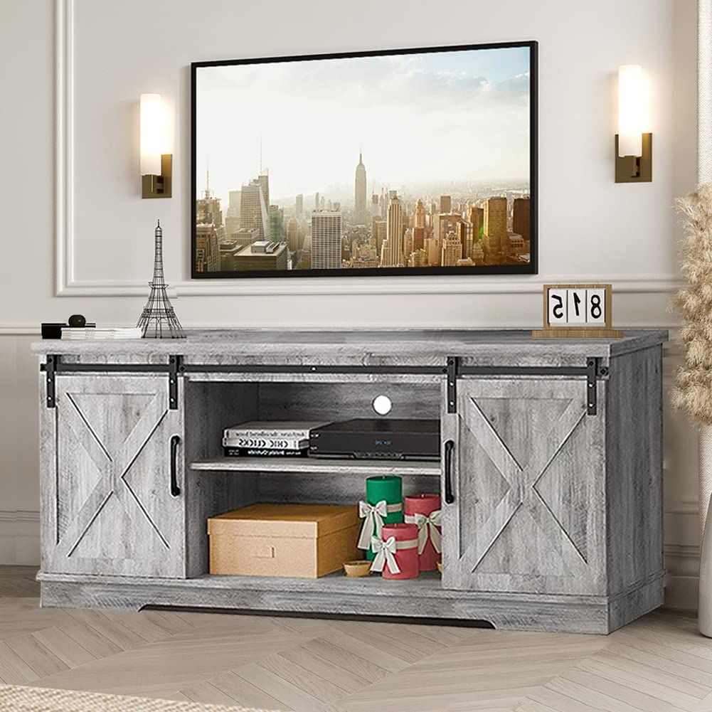 Buy Idealhouse Farmhouse Tv Stand For 65 Inch Tv Entertainment Center ... intended for Rustic Barn Style 68" Wide Entertainment Console , Autumn Gold, Plank Top: Dark