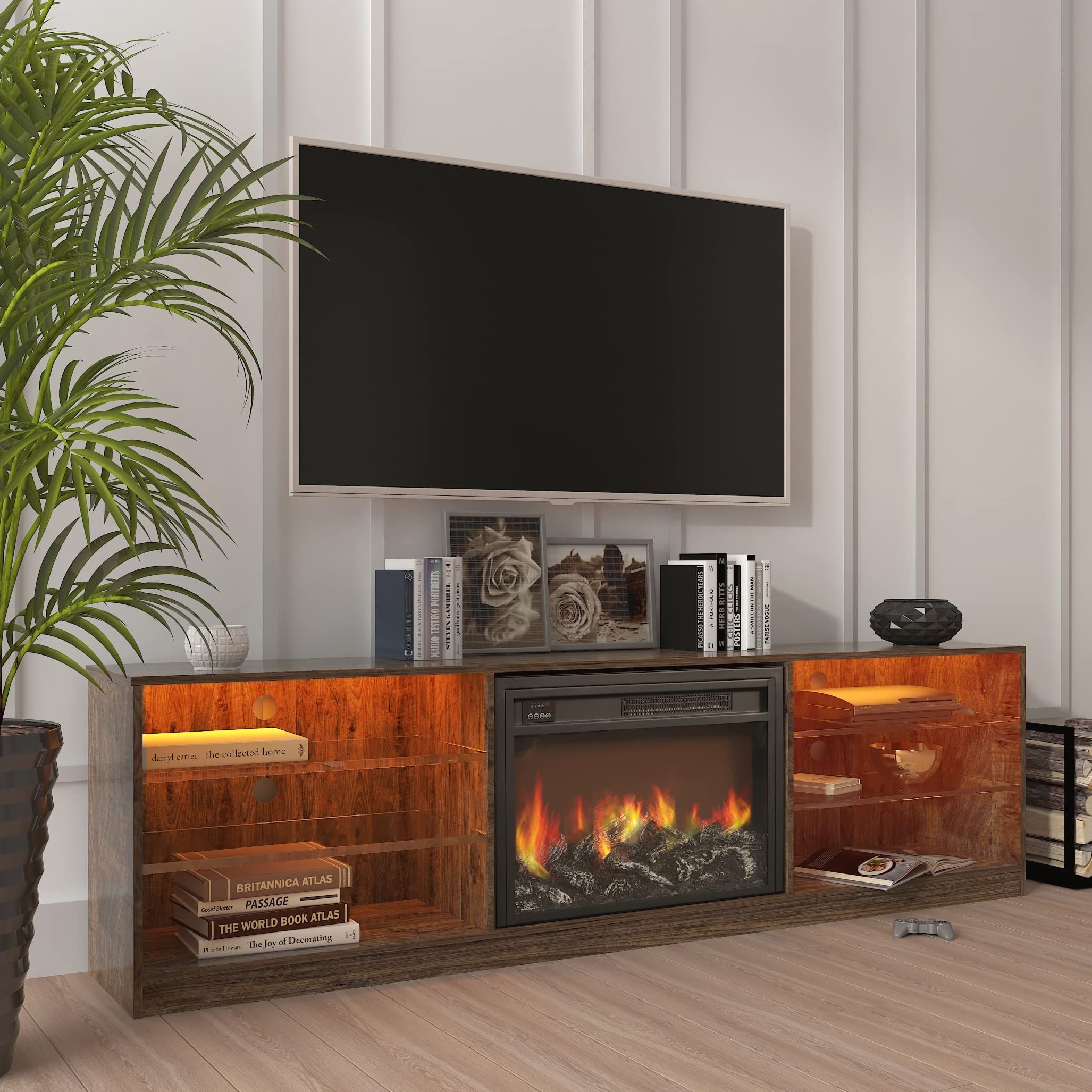 Buy Joysource Fireplace Tv Stand For Up To 85 Inch Tv Wood Led ... with The Art of Integrating Technology and Organization in Modern Interiors