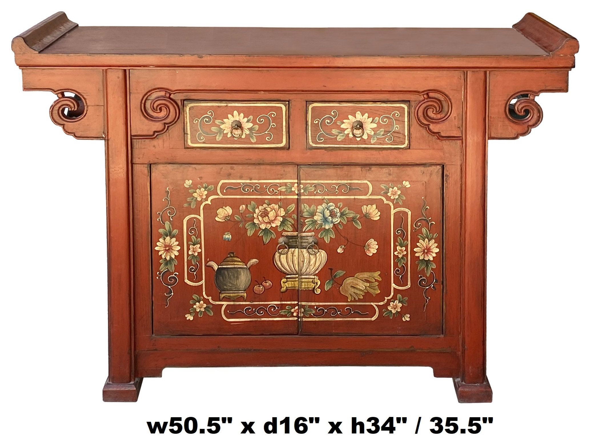 Chinese Distressed Brick Red Flower Altar Console Side Table Cabinet ... with regard to Exploring the Cultural Significance of Traditional Chinese Wooden Furniture Design