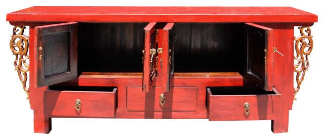 Chinese Distressed Red Dragon Motif Tv Console Table Cabinet Hcs5728 ... for Creating Warmth and Power with Distressed Red Dragon Motif Cabinets