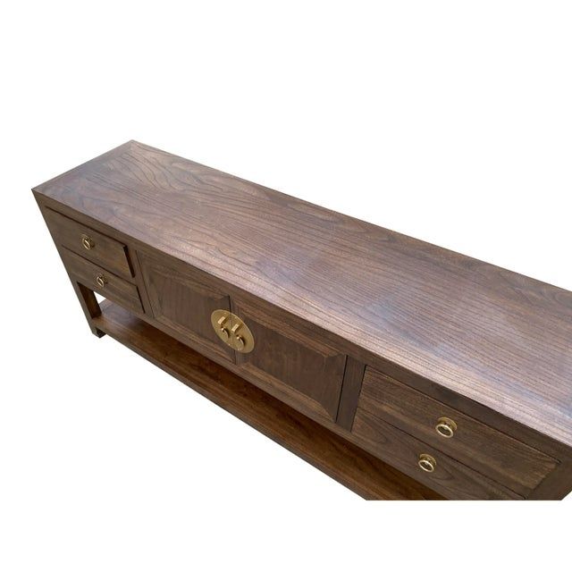 Chinese Oriental Brown Stain Low Tv Console Moon Face Table Cabinet ... for Chinese Oriental Brown Stain Low Tv Console Moon Face Table Cabinet Hcs7572