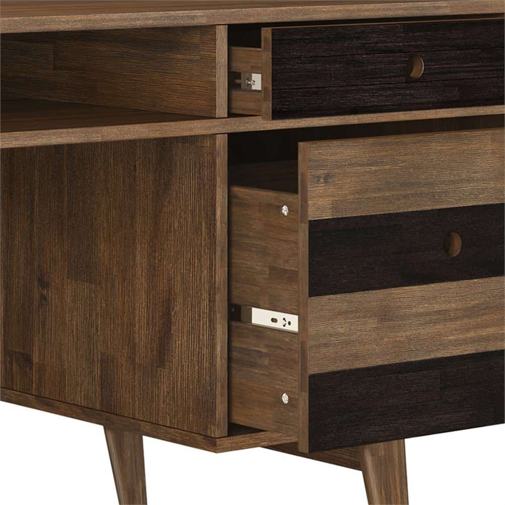 Clarkson Solid Wood 60" Wd Desk With Side Drawers In Rustic Natural ... with regard to Clarkson Wood 60" Wd Mid Century Design Tv Media Stand In Natural Aged Brown