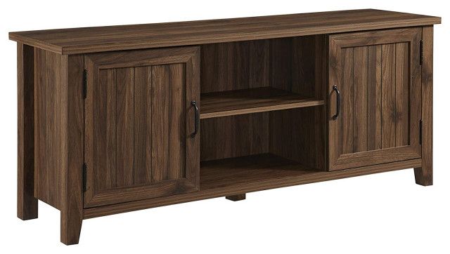 Classic Entertainment Center Grooved Doors And Middle Open Shelf ... regarding Maximizing Storage Space with Middle Open Shelf Designs in Wooden Entertainment Units