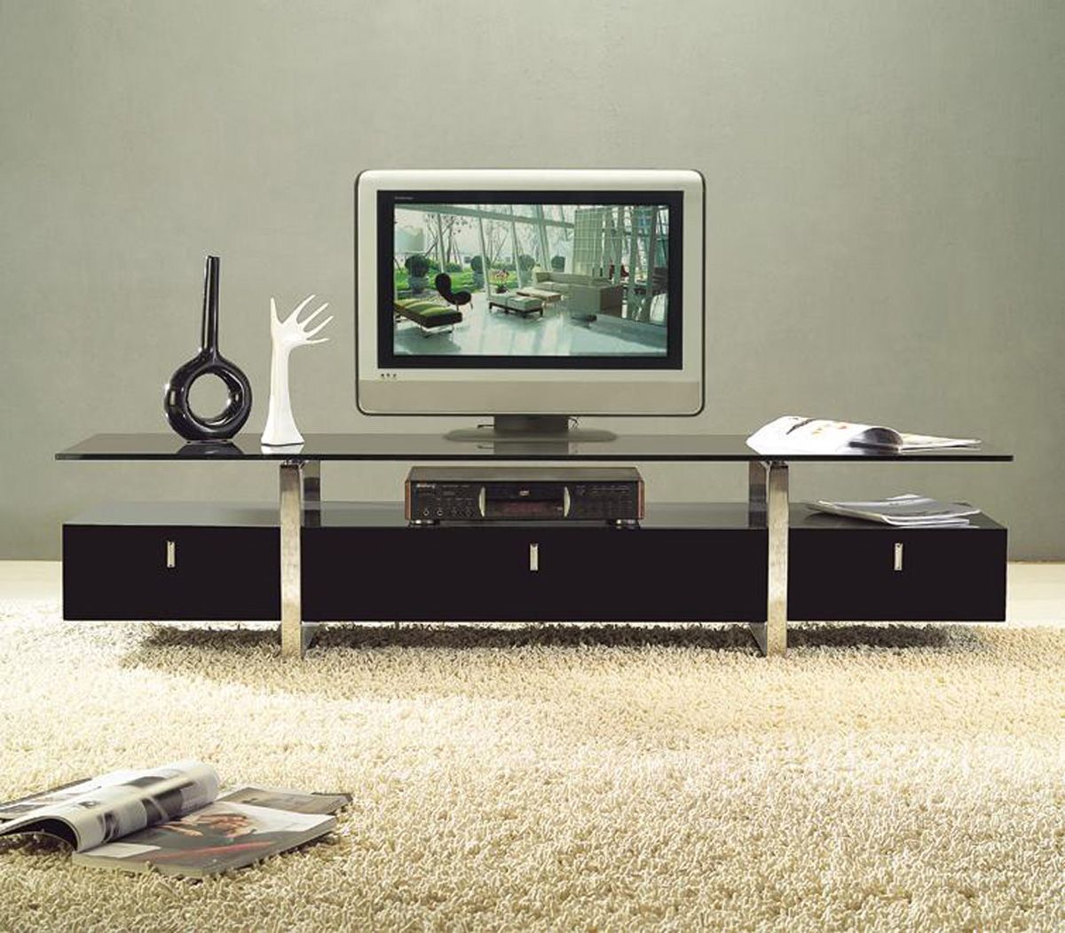Clear-Lined Design Contemporary Brown Color Tv Stand With Glass Top ... with regard to Contemporary Tv Stand, Storage Glass Doors And Open Compartments