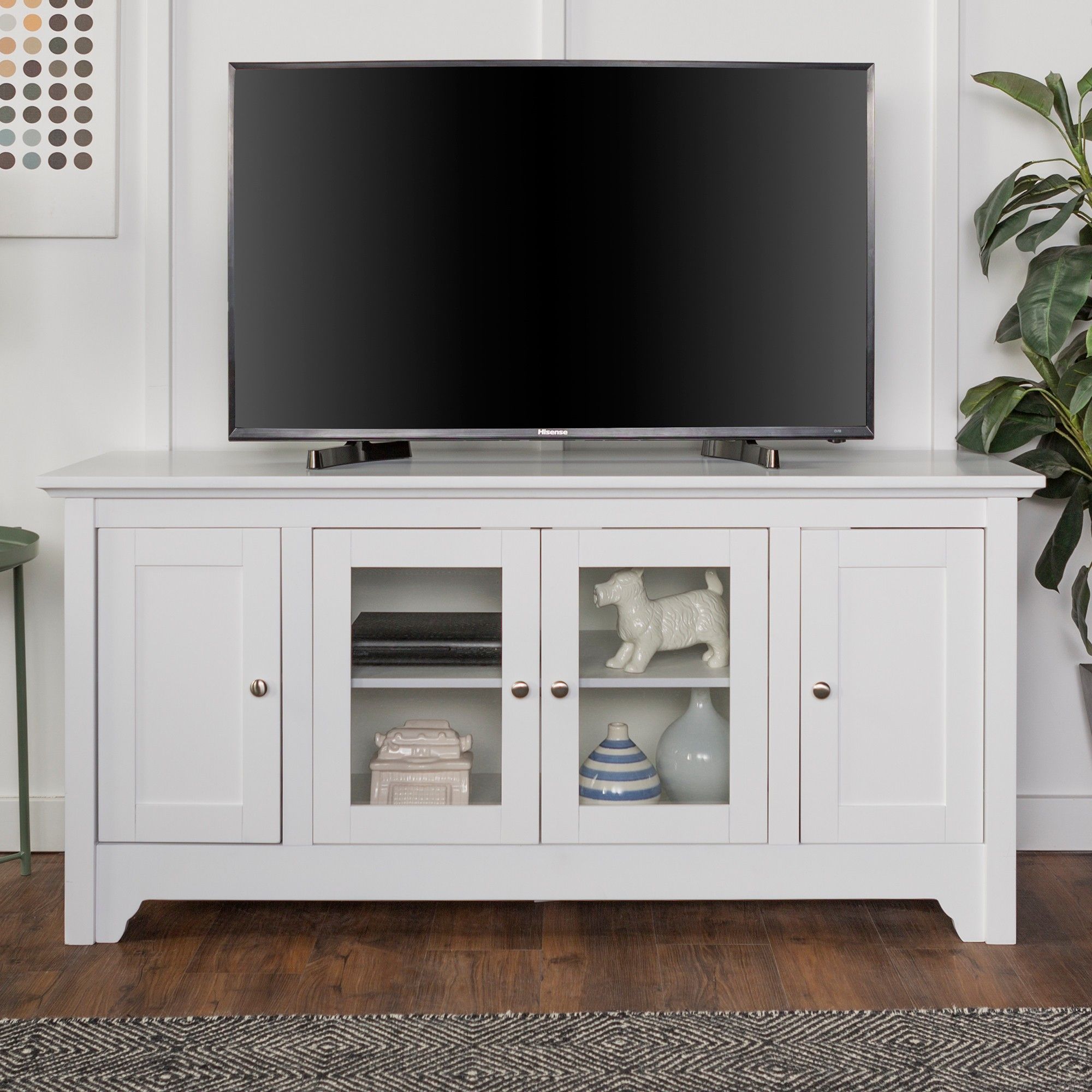 Closed Storage Wood Console Tv Stand For Tvs Up To 55" White - Saracina ... intended for Maximizing Space with Elegant TV Furniture Solutions for Any Home