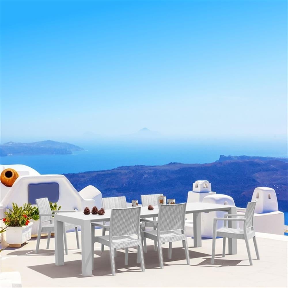 Compamia Ibiza 7 Piece Extendable Patio Dining Set In White - Walmart.com regarding Creating comfortable outdoor dining experiences with patio sets