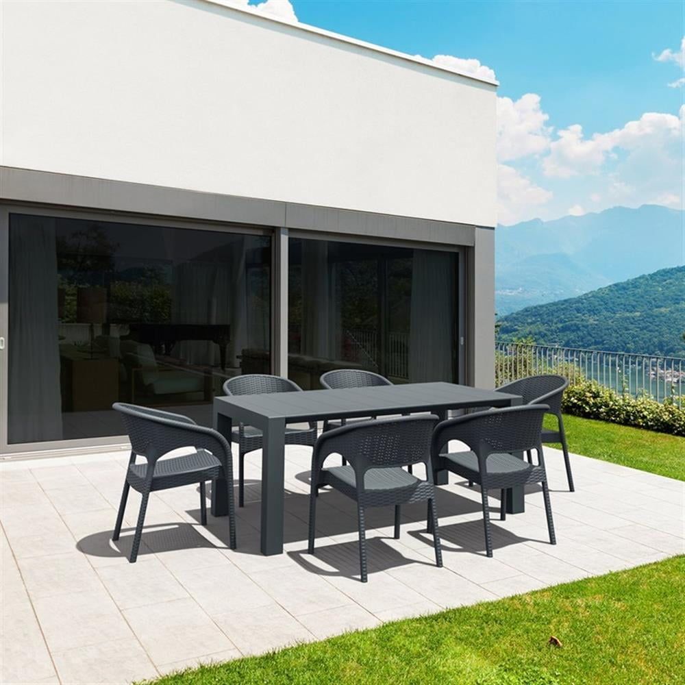 Compamia Panama 7 Piece Extendable Patio Dining Set In Dark Gray ... with regard to Compamia Bloom Extendable Patio Dining 7-Piece Set, Taupe