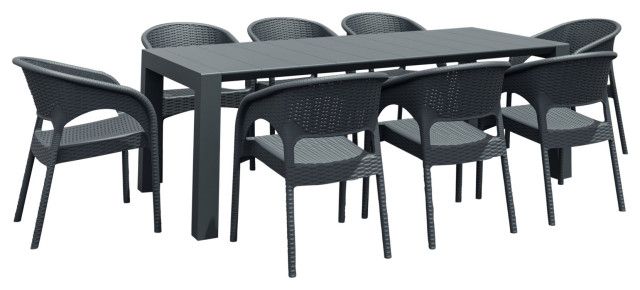 Compamia Panama 9-Piece Extendable Patio Dining Set - Tropical ... inside Compamia Artemis 5-Piece Outdoor Dining Set, Dark Gray