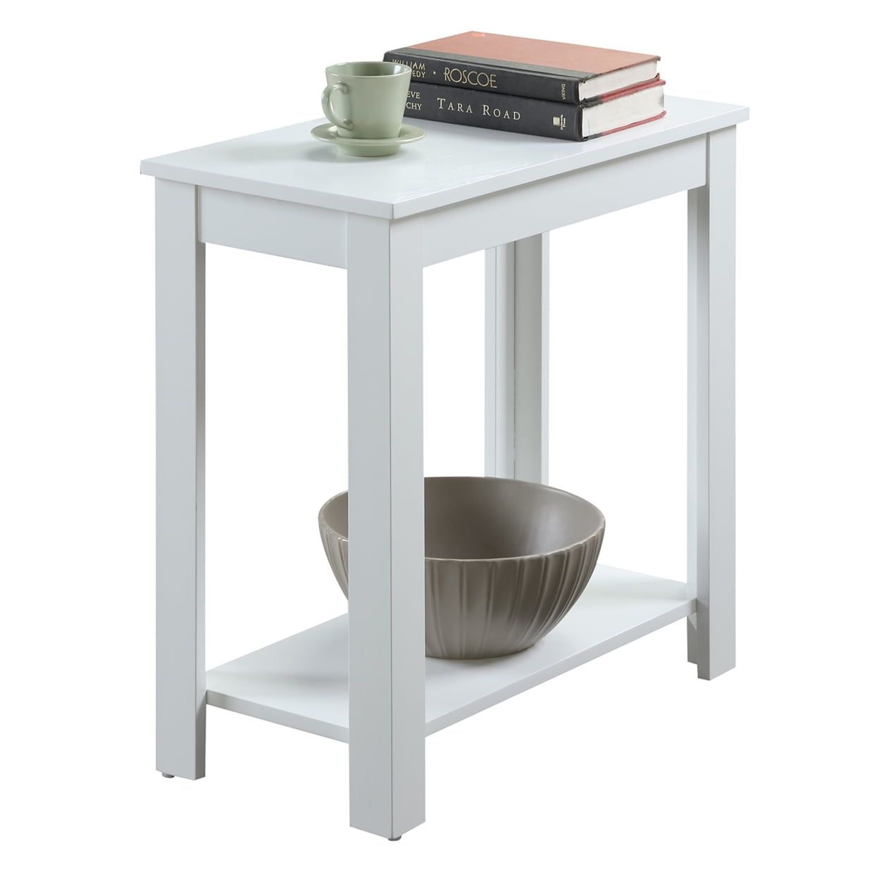 Convenience Concepts Designs2Go Baja Chairside End Table In White Wood ... intended for Convenience Concepts Designs2Go 30" Two Tier Swivel In White Wood Finish