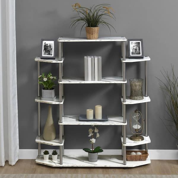 Convenience Concepts Designs2Go No Tools 52.5 In H White Faux Marble ... with regard to Maximizing counter space with two-tier shelving units
