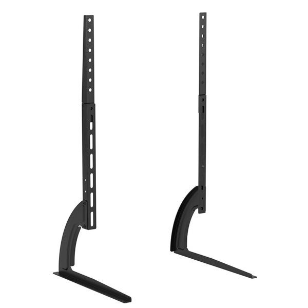 Corliving Black Heavy-Duty Metal Freestanding Dual Tv Base Stands - Up ... inside Comparing wall mount options for optimal television placement and safety