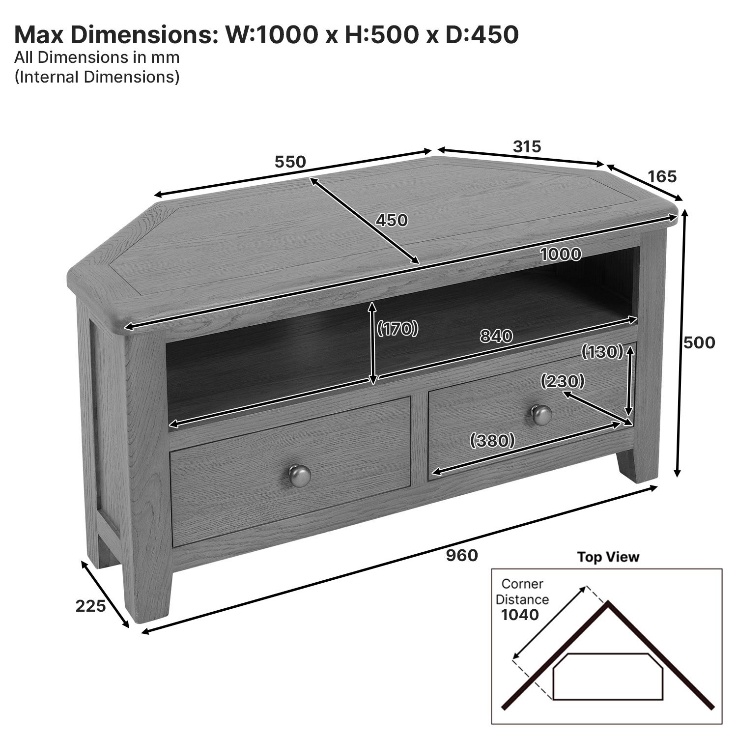 Cotswold Rustic Smoked Oak Corner Tv Unit Stand – Up To 46” Widescreen ... for Maximizing Space with Eagle Furniture's 40" Wide-Screen Corner Media Unit
