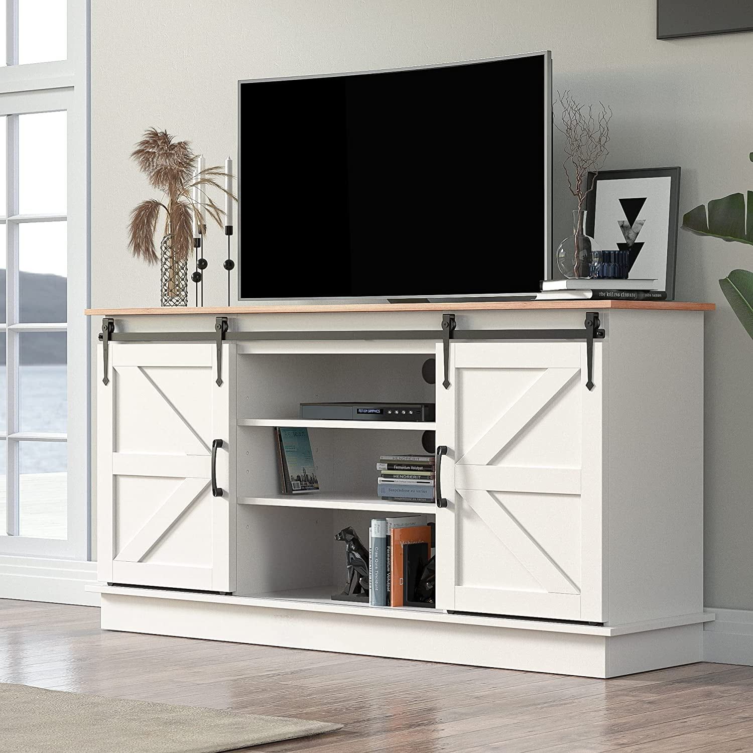 Cozy Castle Farmhouse Tv Stand For 60/65/70 Inch Tv,Wood Entertainment ... in The Art of Selecting the Right Entertainment Console for Your Family Room
