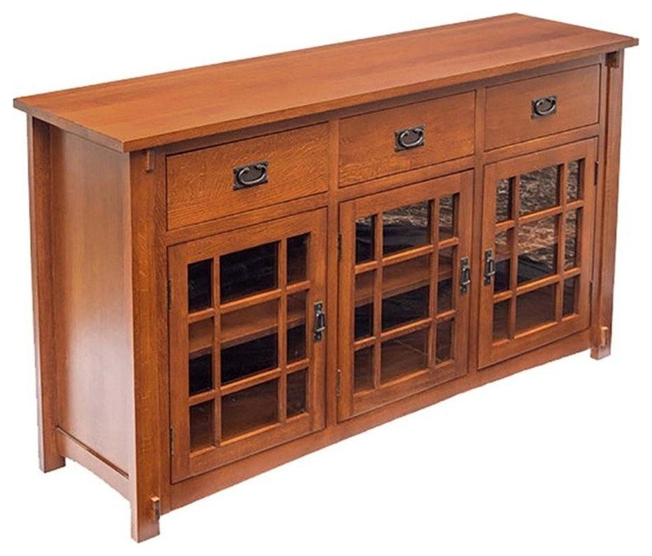 Crafters And Weavers Arts And Crafts Wood Sideboard In Cherry ... throughout Crafters And Weavers Arts And Crafts Wood Tv Stand For Tvs Up To 72&amp;quot; In Cherry
