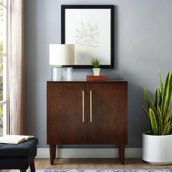 Crosley Furniture Everett 31 In. Mahogany Standard Rectangle Wood ... within Preserving and maintaining the beauty of the Crosley Everett console table
